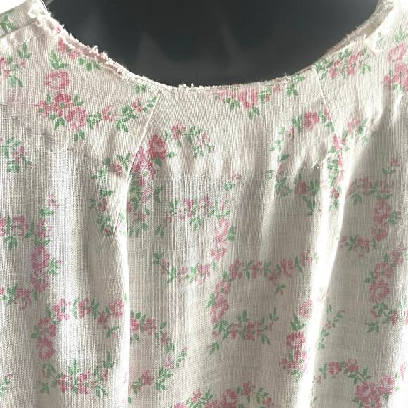 1940s Floral Feedsack Day Dress S Cap-Sleeve Button Front Cottagecore Vintage - Picture 3 of 5